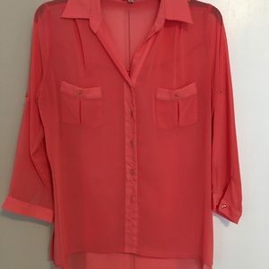 Sheer Pink Button Down Shirt